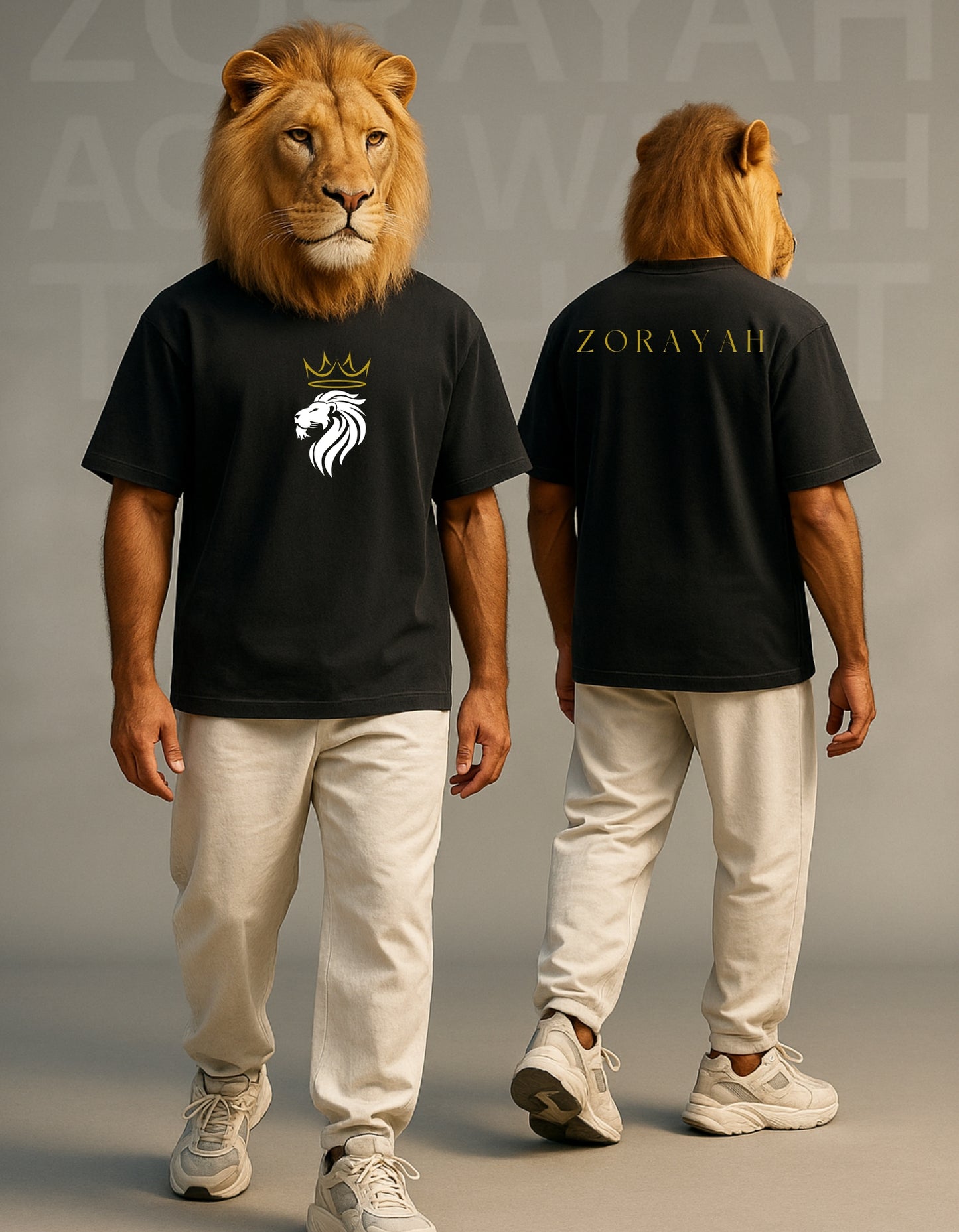 ZORAYAH Signature Crown Logo Oversized T-Shirt – 240 GSM